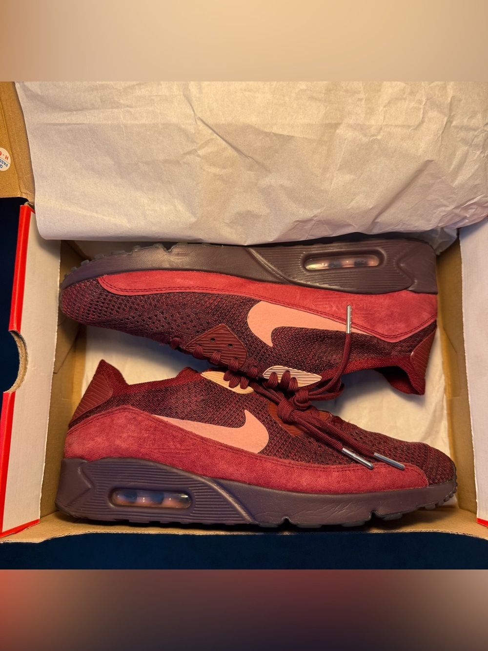 Men’s Nike 10.5 Air Max 90 Ultra 2.0 Flyknit Team Red Rust Pink